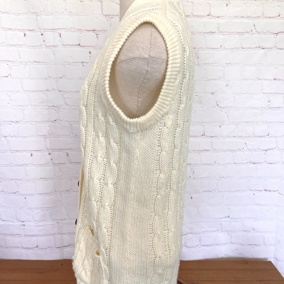 80's Sweater Vest - Button Up - Cable Knit - Size Medium - Picture 5 of 10